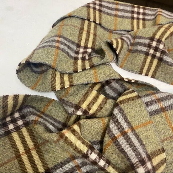 🌺🧣BURBERRY Nova Check Lambswool Scarf olive Green - Picture 8 of 8